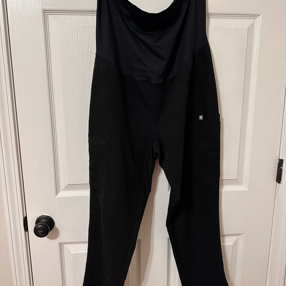 Figs Black Maternity Scrub Pants Large Petite